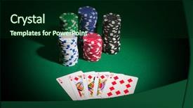  Presentation with playing cards - Presentation theme with playing cards with chips background and a forest green colored foreground