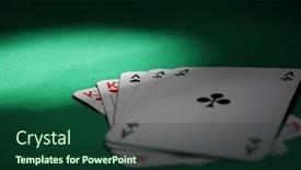  Presentation with playing cards - Colorful PPT theme enhanced with playing cards backdrop and a forest green colored foreground