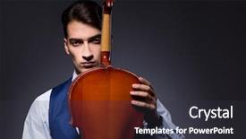  Presentation with dark - Colorful slide deck enhanced with playing cello in dark room backdrop and a dark gray colored foreground