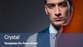  Presentation with dark - PPT theme with playing cello in dark room background and a ocean colored foreground