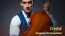  Presentation with young children playing - Amazing slide set having playing cello in dark room backdrop and a tawny brown colored foreground