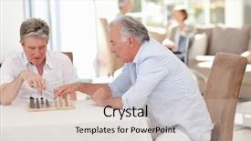  Presentation with physical activity seniors active senior - Colorful PPT layouts enhanced with playing chess in the living backdrop and a soft green colored foreground