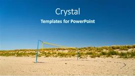 Presentation with volleyball net - Amazing slide set having playing-field-with-net backdrop and a ocean colored foreground