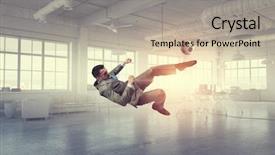  Presentation with football - PPT theme enhanced with playing football in office mixed background and a mint green colored foreground