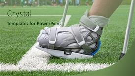  Presentation with broken leg - Presentation theme with playing football with broken leg background and a seafoam green colored foreground