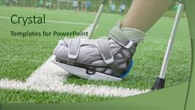 Presentation with broken leg - Amazing PPT layouts having playing football with broken leg backdrop and a seafoam green colored foreground