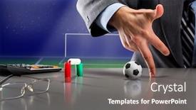  Presentation with fingers - Presentation theme having sports management - playing football with fingers background and a gray colored foreground