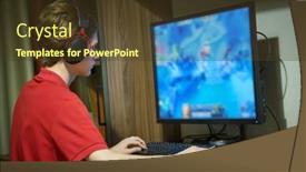  Presentation with personal - Theme consisting of playing-game-on-personal-computer background and a tawny brown colored foreground