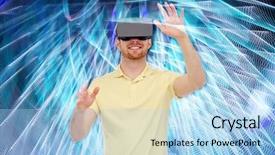  Presentation with virtual technology - Colorful theme enhanced with playing game over spiral neon backdrop and a  colored foreground