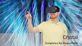  Presentation with virtual reality therapy - Audience pleasing presentation theme consisting of playing game over spiral neon backdrop and a  colored foreground