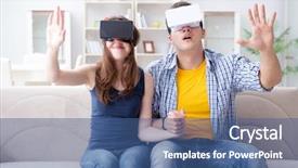  Presentation with virtual reality - Colorful presentation theme enhanced with playing games with virtual reality backdrop and a  colored foreground