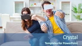  Presentation with virtual reality - Theme featuring playing games with virtual reality background and a ocean colored foreground