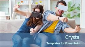  Presentation with virtual - Audience pleasing slide set consisting of playing games with virtual reality backdrop and a ocean colored foreground