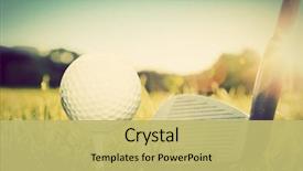  Presentation with golf ball on tee - Beautiful PPT theme featuring playing golf ball on tee backdrop and a yellow colored foreground