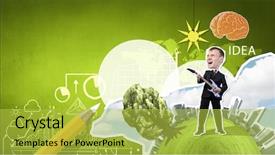  Presentation with guitar - Audience pleasing theme consisting of young businessman playing guitar at composite collage background backdrop and a yellow colored foreground