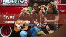  Presentation with vintage women - Cool new presentation with playing guitar near vintage mini backdrop and a tawny brown colored foreground
