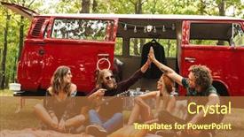  Presentation with vintage women - Slides with playing guitar near vintage mini background and a red colored foreground