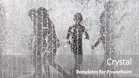 Presentation with children silhouette - PPT theme with playing in a water fountain background and a gray colored foreground