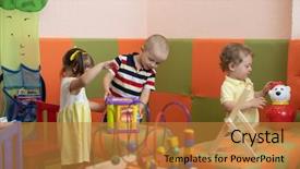  Presentation with daycare - Presentation theme with playing in kindergarten or daycare background and a gold colored foreground