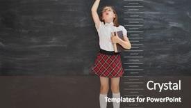  Presentation with back school education - Audience pleasing presentation theme consisting of playing kid measures the growth backdrop and a dark gray colored foreground