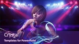  Presentation with bokeh effect blue light - PPT layouts enhanced with hands on a white background background and a  colored foreground.