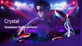  Presentation with music - Presentation theme having playing music with light beam background and a violet colored foreground