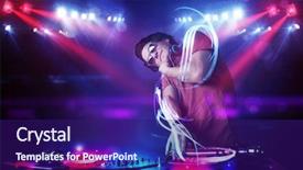  Presentation with festival music band hands playing - Beautiful presentation featuring playing music with light beam backdrop and a violet colored foreground