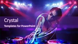  Presentation with festival music band hands playing - Beautiful slide deck featuring playing music with light beam backdrop and a  colored foreground