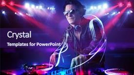  Presentation with festival music band hands playing - Presentation theme with playing music with light beam background and a violet colored foreground