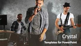  Presentation with studio - Slide deck consisting of playing musical instruments and singing background and a  colored foreground