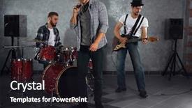  Presentation with wind musical instrumens - PPT theme having playing musical instruments and singing background and a dark gray colored foreground