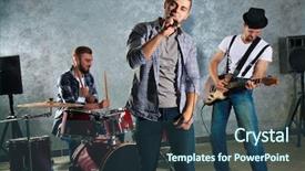  Presentation with musical instruments latin america - Audience pleasing PPT theme consisting of playing musical instruments and singing backdrop and a ocean colored foreground