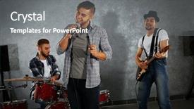  Presentation with studio - PPT theme consisting of playing musical instruments and singing background and a  colored foreground