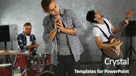  Presentation with wind musical instrumens - Slide deck having playing musical instruments and singing background and a  colored foreground