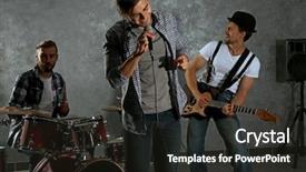  Presentation with triangle musical instrument - Audience pleasing PPT layouts consisting of playing musical instruments and singing backdrop and a  colored foreground