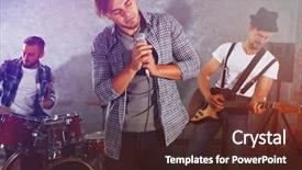  Presentation with studio - Beautiful PPT layouts featuring playing musical instruments and singing backdrop and a tawny brown colored foreground