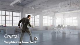  Presentation with soccer - Colorful slide set enhanced with playing office soccer mixed media backdrop and a gray colored foreground