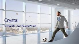  Presentation with soccer - Presentation theme having playing office soccer mixed media background and a  colored foreground