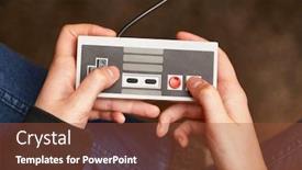  Presentation with video game - Slide deck having playing-old-video-game-console background and a tawny brown colored foreground