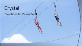  Presentation with kids playing - Presentation with playing on a zip line background and a light blue colored foreground
