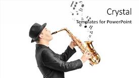  Presentation with notes about internal audit - Audience pleasing PPT theme consisting of playing on saxophone and note backdrop and a white colored foreground