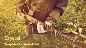  Presentation with vintage music - Audience pleasing presentation design consisting of playing on the guitar outdoor backdrop and a  colored foreground