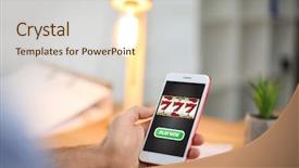  Presentation with smartphone - Beautiful slide set featuring playing online casino game backdrop and a lemonade colored foreground