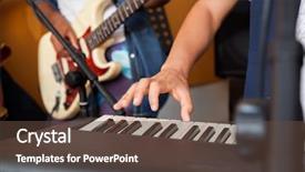  Presentation with tape recording studio - Cool new slides with playing piano in recording studio backdrop and a tawny brown colored foreground