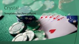  Presentation with playing cards - Theme enhanced with playing-poker-in-a-casino background and a  colored foreground