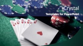  Presentation with playing cards - PPT theme consisting of playing-poker-in-a-casino background and a ocean colored foreground