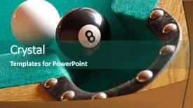  Presentation with eight - Presentation theme having playing pool the eight ball background and a ocean colored foreground
