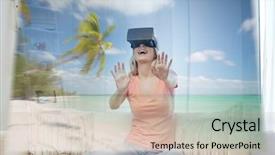  Presentation with augmented reality - Colorful PPT theme enhanced with tree tech - technology augmented reality cyberspace entertainment backdrop and a soft green colored foreground