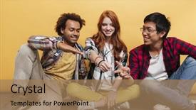  Presentation with yellow paper - PPT theme having playing rock paper scissors background and a coral colored foreground