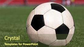  Presentation with green soccer field sport - Presentation design consisting of playing soccer sport ball on green grass field background and a tawny brown colored foreground